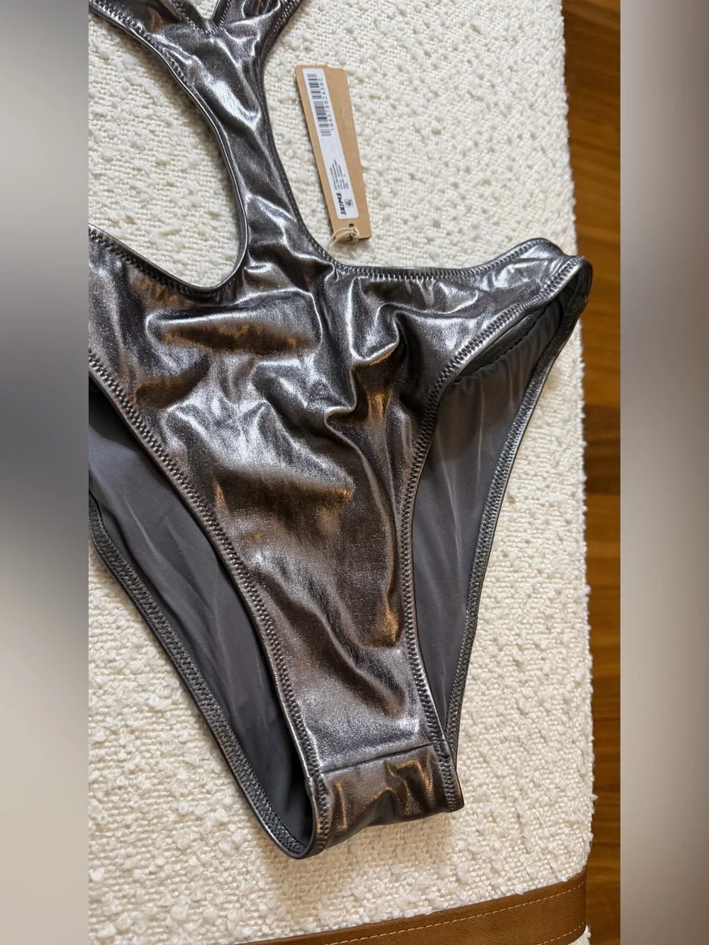 Skims metallic Monokini in Chrome Size S NWT